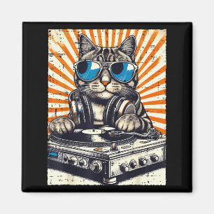 Imán Gatos Auriculares Dj Tornamesa Música Vintage Edm