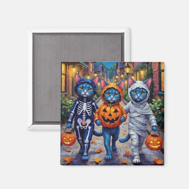 Imán Gatos Azules Orientales Trick-or-Treating Hallowee (Anverso/Reverso)