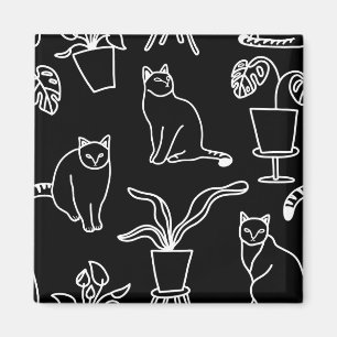 Imán Gatos blancos en negro