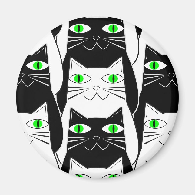 Imán Gatos blancos y negros (Frente)