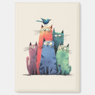 Imán Gatos Coloridos Apilados – Arte de Gatos Caprichos