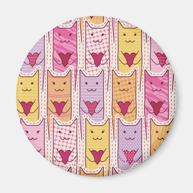 Imán Gatos cortos con corazones amorosos (Frente)