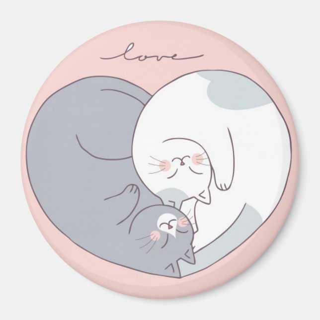 Imán Gatos Cutos Enamorados (Frente)