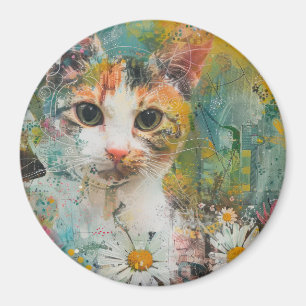 Imán Gatos de acuarela Boho - Arte felino de tierra (3)