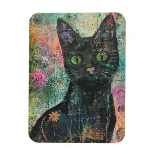 Imán Gatos de acuarela Boho - Arte felino de tierra (5)