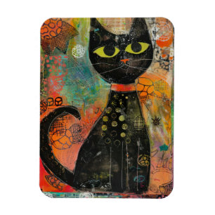 Imán Gatos de acuarela Boho - Arte felino de tierra (7)