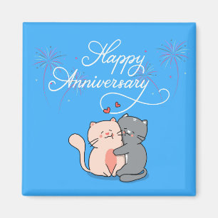Imán Gatos De Aniversario Enamorados