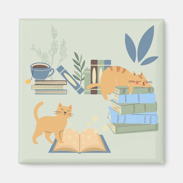 Imán Gatos de Biblioteca (Frente)