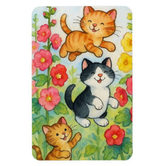 Imán Gatos de campo en los jardines de flores