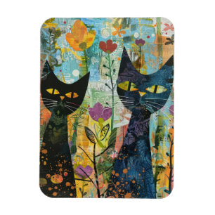 Imán Gatos de color de agua boho - Arte de felina de ti