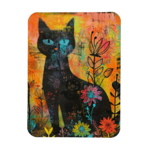 Imán Gatos de color de agua boho - Arte felino de tierr