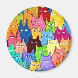 Imán Gatos de Dibujos Animados Divertidos Dibujo a Lápi