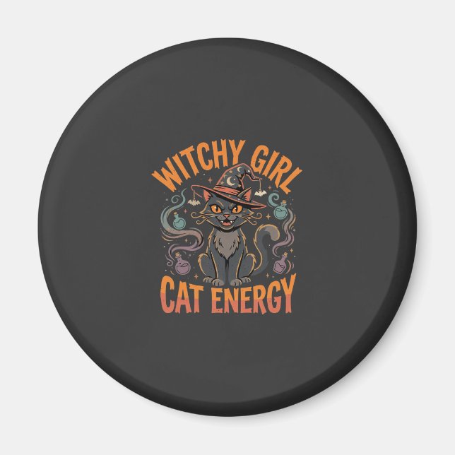 Imán Gatos de Halloween Vibraciones de Bruja (Frente)