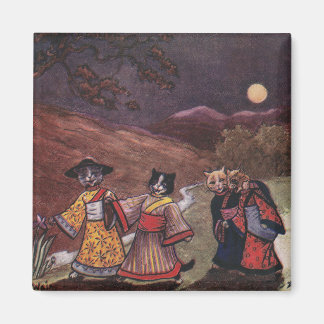 Imán Gatos de Kimonos dan un paseo nocturno