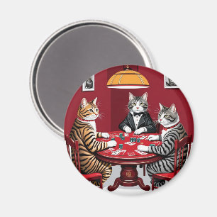 Imán Gatos de mesa jugando al póquer