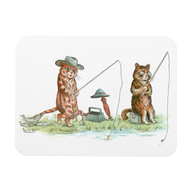 Imán Gatos de pesca de Louis Wain (Horizontal)