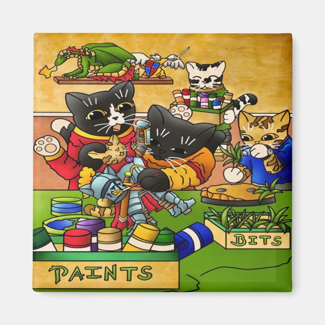 Imán Gatos de pintura modelo Knight (Frente)