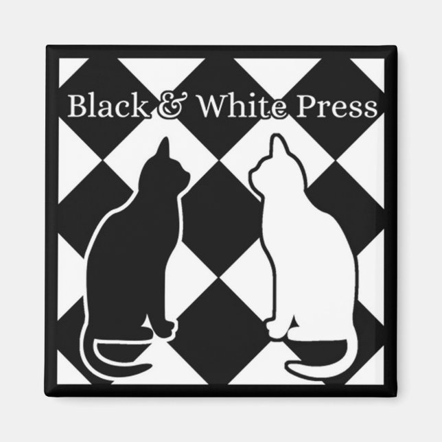 Imán Gatos de prensa en blanco y negro (Frente)