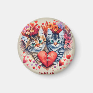 Imán Gatos de San Valentín con corazón