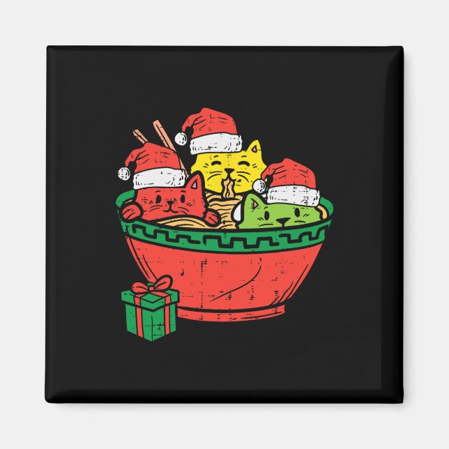 Imán Gatos de Santa Ramen Navidades de anime Chicas de  (Frente)