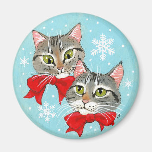 Imán Gatos de tabby, nieve de invierno de los Navidades