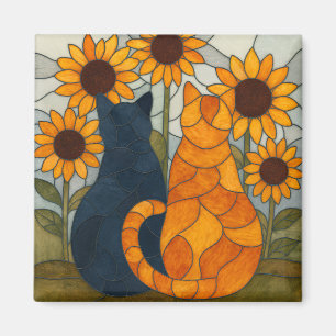 Imán Gatos de Vidrio Emplomado y Diseño de Arte de Gira