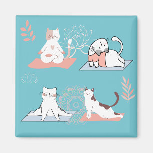 Imán Gatos de yoga loto