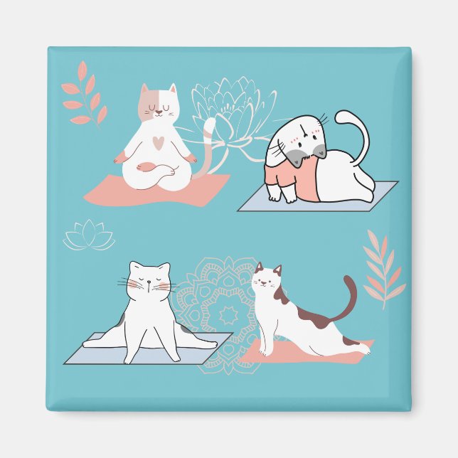 Imán Gatos de yoga loto (Frente)