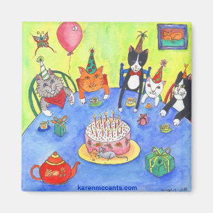 Imán ¡Gatos del fiesta! Tarjetas divertidas de la