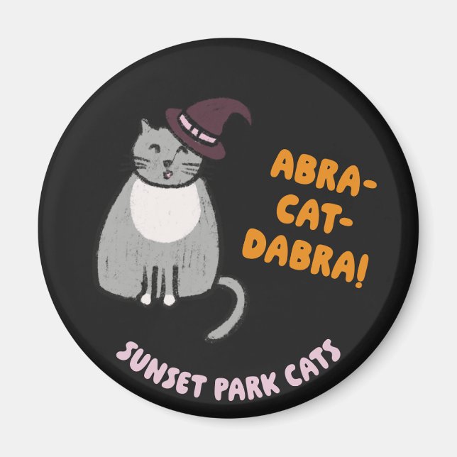 Imán Gatos del Parque Sunset Magnet de Halloween Bruja  (Frente)