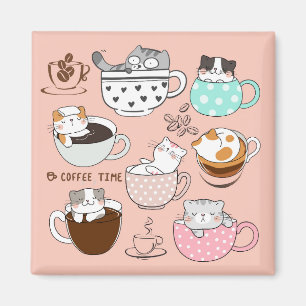 Imán Gatos divertidos con café