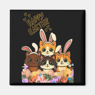 Imán Gatos divertidos de Pascua Orejas de conejo Huevos