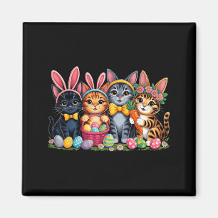 Imán Gatos divertidos de Pascua Orejas de conejo Huevos