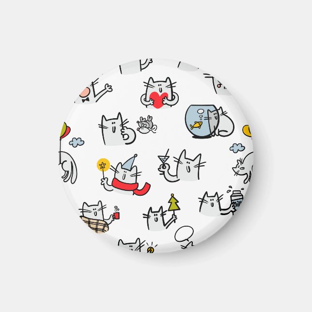 Imán Gatos divertidos, leche y magia. (Frente)