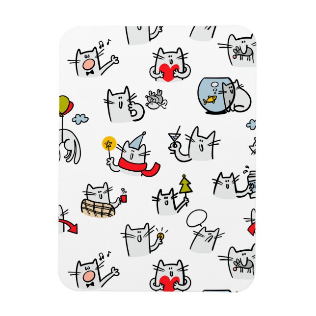 Imán Gatos divertidos, leche y magia. (Vertical)