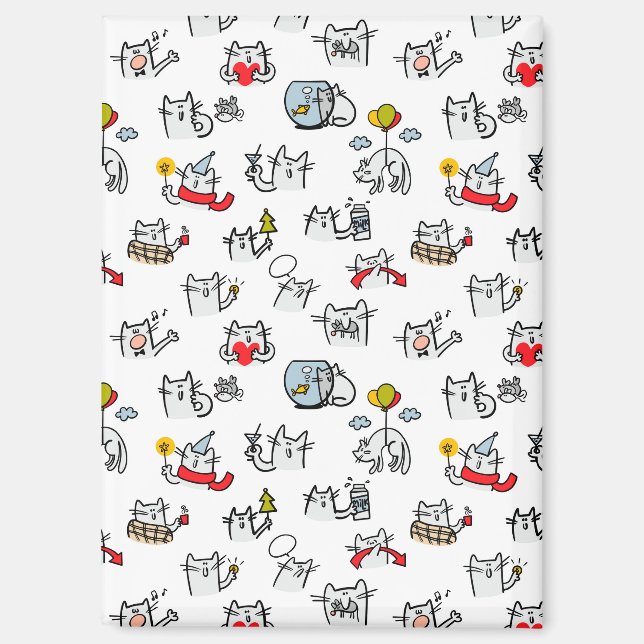 Imán Gatos divertidos, leche y magia. (Anverso)