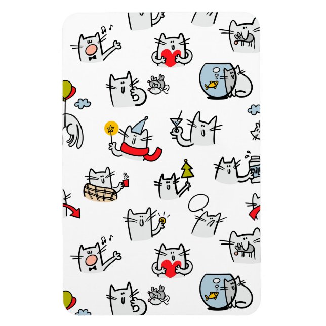 Imán Gatos divertidos, leche y magia. (Vertical)