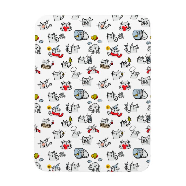 Imán Gatos divertidos, leche y magia. (Vertical)