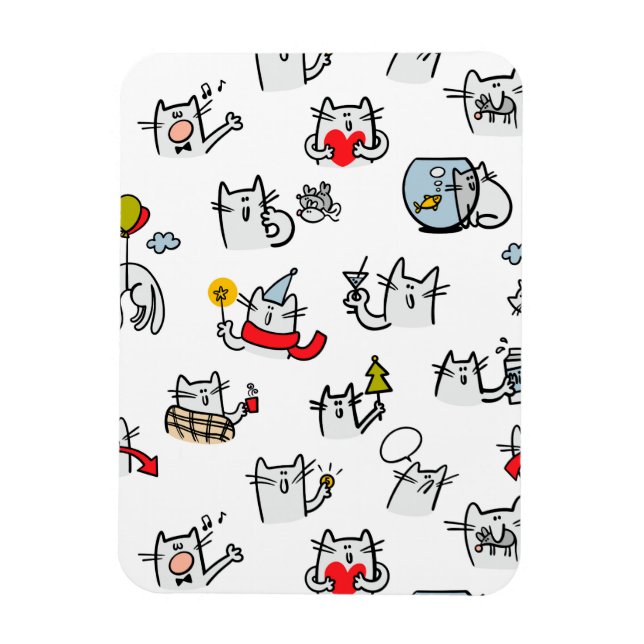 Imán Gatos divertidos, leche y magia. (Vertical)