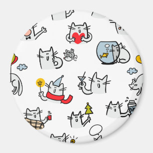 Imán Gatos divertidos, leche y magia.