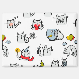 Imán Gatos divertidos, leche y magia.
