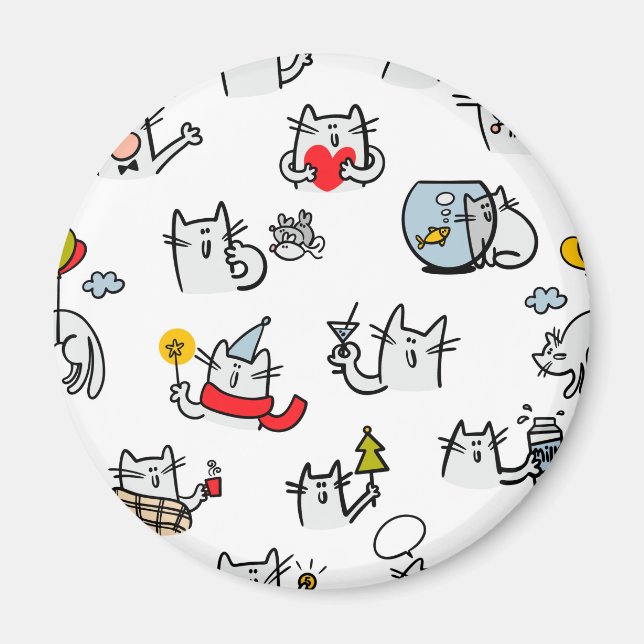 Imán Gatos divertidos, leche y magia. (Frente)