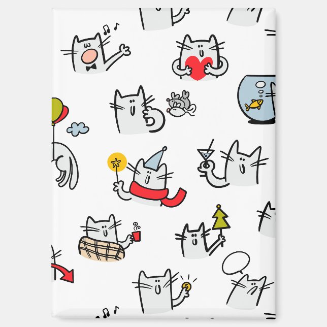 Imán Gatos divertidos, leche y magia. (Anverso)