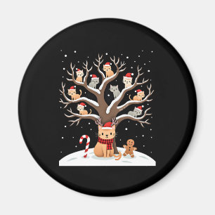 Imán Gatos En Árbol De Nieve Invierno Navidad Sombrero