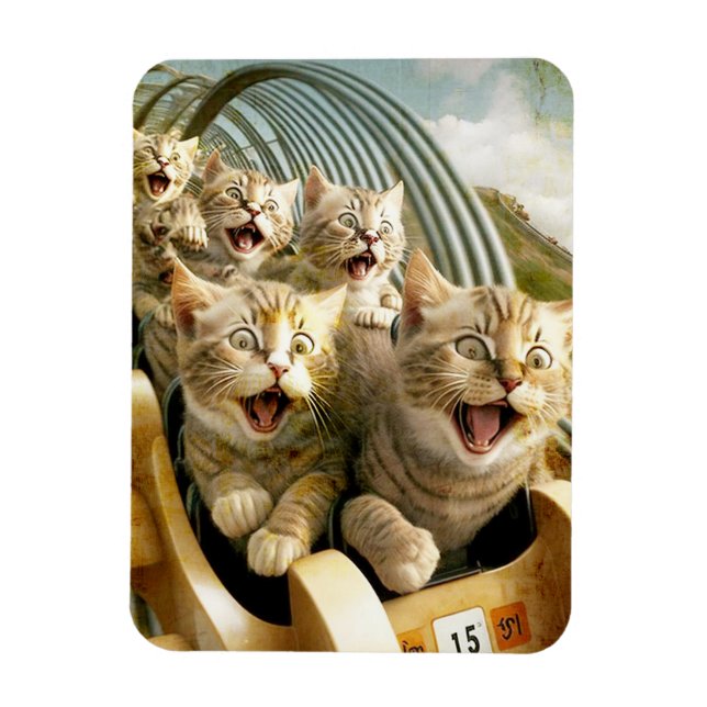 Imán Gatos en el parque de atracciones. (Vertical)