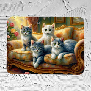 Imán Gatos en el sofá - escenas lindas con aspecto vint