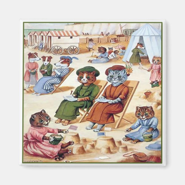 Imán Gatos en la playa por Louis Wain (Frente)