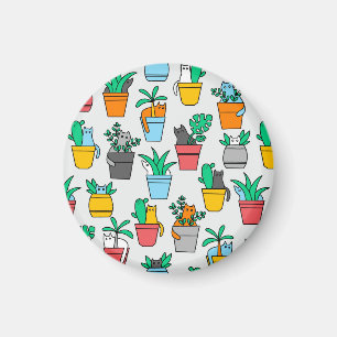 Imán Gatos en macetas de flores