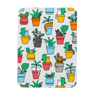 Imán Gatos en macetas de flores