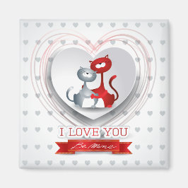 Imán Gatos enamorados con corazón